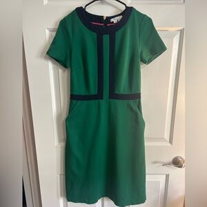 Boden Green Dress with Navy Accent